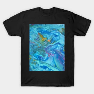 Tropical Swirl Acrylic Pour Painting T-Shirt